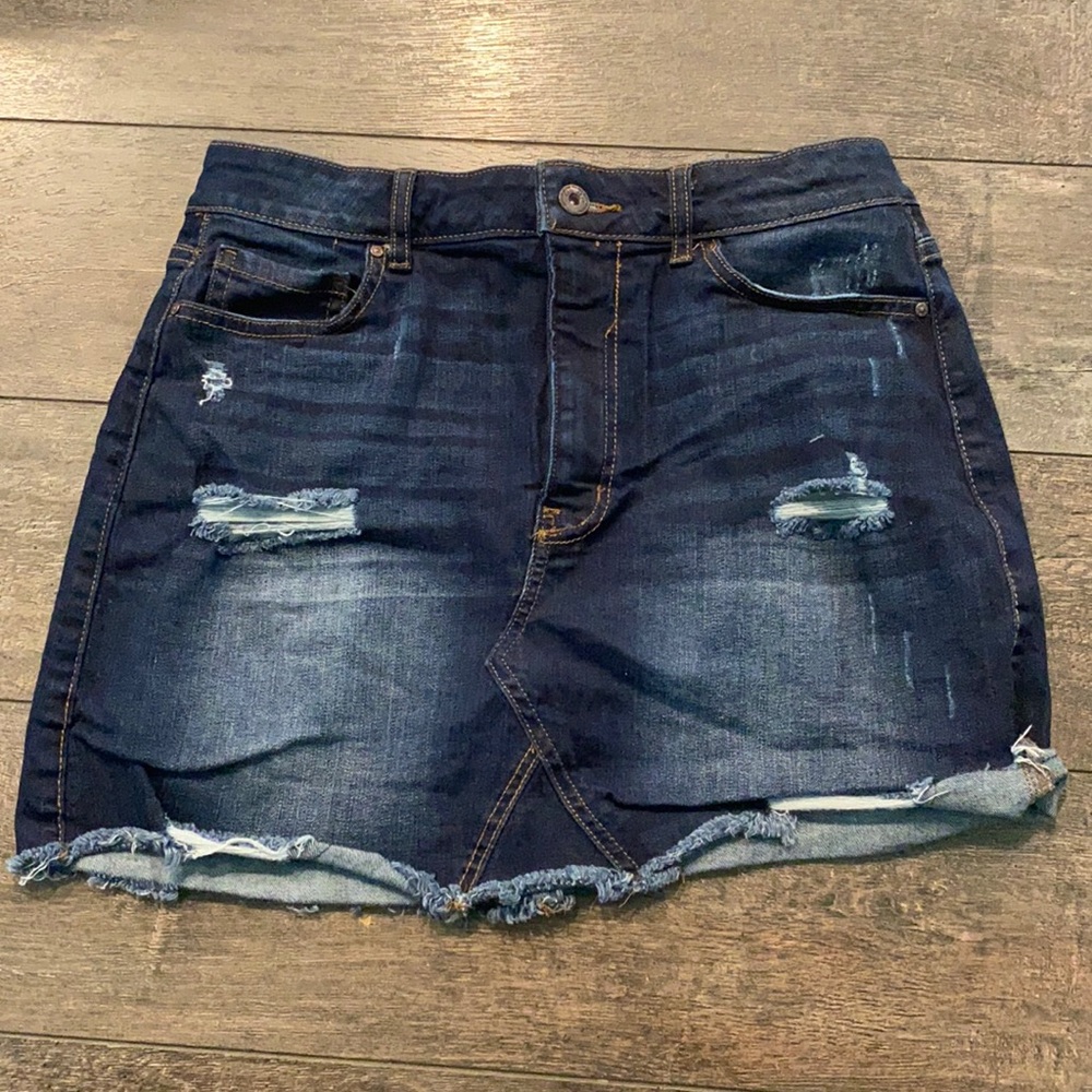 Blue Jean Ripped Skirt Size L